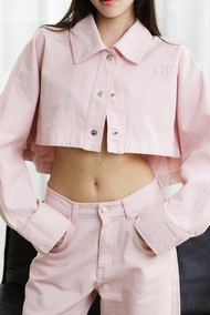 ams.commune เสื้อครอปยีนส์ สีชมพู