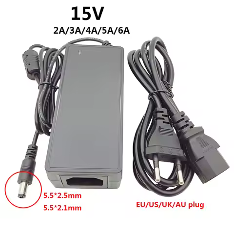 15 Volt Power Supply UK Adapter 15V 3A 15 V Power Supply 15V 2A 15V 5A Source Adapter 15 V 3A 4A 6A 