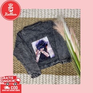 Jaket Jeans Kancing Kerah Kemeja Outer Lengan Panjang Tebal Model Simple Terbaru Cantik - XELLEA