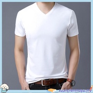 Baju berkolar Baju Kemeja Berkolar Lelaki Baju  Lelaki White bottoming shirt men's short-sved v-neck