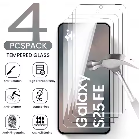 S 26/25 FE 26FE 25FE Case 4Pcs 9H Clear Tempered Glass Full Cover Screen Protector for Samsung Galax