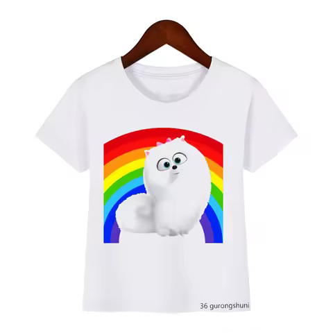 Snowball Rabbit Pet-Secret Life Print Summer Tops Boys T-shirt Cartoon Funny Kids Clothes Kawaii Gir