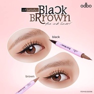 Odbo OD3016 Black And Brown Duo Ink Liner 2-Color Eyeliner Is Well Written On The Eye And Tail Of The Eyes Waterproof.