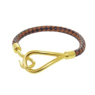 近全新愛馬仕 Jumbo 手環 皮革/金屬ブラウン/黑色 手環 棕色 黑色 1599 [二手] 愛馬仕