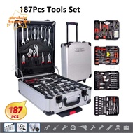 PUREHAIRBEAUTY 187Pcs Tools Set, Socket Wrench Carbon Steel Tool Box Set, Portable Professional Whee