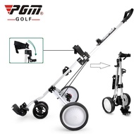 PGM Golf 4 wheels aluminum alloy foldable golf trolley multifunction golf push cart with water bottle holder