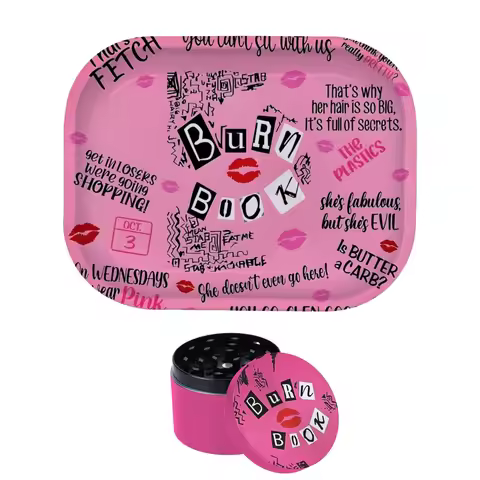 1/2 Pieces Burn Book Combo Rolling Tray and Metal Grinder 2inch