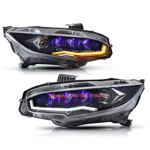 Pair of Car Headlight Assembly for Honda Civic FK7 FK8 FK1 Type-r 2016-2021 Car Front Light Plug&Pla