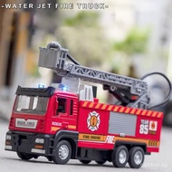 2in1 Fire Truck Model Water Spary Truck Toy Alloy Simulation Sprinkler Ladder Truck Car Electric Cars for Children Kids Toy