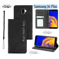 Case Samsung Galaxy J6 Plus Flip Cover Wallet Sarung Hp Casing Dompet Flip Magnet