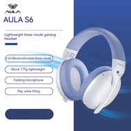 AULA S6 Three-mode Over-ear Gaming Headset 2.4G Wireless Bluetooth 5.3 Wired Headphones with Microph