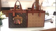COACH c0769 C0776 新款女士手提側背包 內置可拆卸拉鍊袋 全牛皮 印花托特包