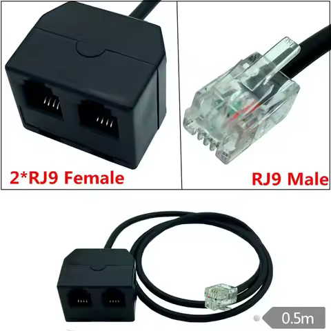 RJ9 4P4C One Male To Two Female 1M2F Y-Line Phone Headphone Or Phone Training Machine Cable 0.5m