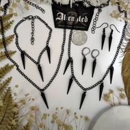 Black Spike Necklace Earrings Bracelet Gothic Grunge Punk Men Women