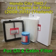 Honda City 08 Cabin Aircond Filter  & Air Filter City Tmo Foc Oil Filter 1pc