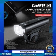 Lampu Depan Sepeda Cas Ulang 350 Lumens dengan USB Rechargeable XPG