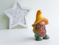 微型童話花園侏儒/架子保姆黃色侏儒/鑰匙扣侏儒雕像