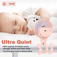 2000mAh USB 可充電可調節三腳架夾迷你嬰兒推車便攜式手持八達通風扇自行車露營辦公室家用 qpokckp 2000mAh USB Rechargeable Adjustable Tripod 