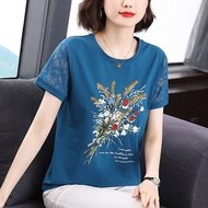 Women's Lace Sleeve Korean Style T-shirt Short Sleeve Top