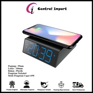 Stone Table Clock - Digital LED Clock - Unique Wireless Charger Clock