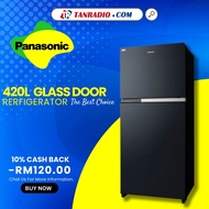 PANASONIC Black Glass Inverter Bottom Freezer Fridge (420L) NR-BX471WGKM