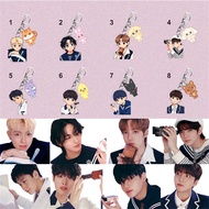 Kpop ATEEZ Keychain 2pcs/Set Cartoon Cute Acrylic Printing Pendant Bag Accessories Key Ring Yunho Se