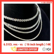 IGI Certified 6.51CT | Diamond Tennis Necklace | Lab grown Diamond Necklace in 14k gold