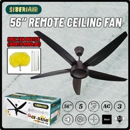 Ceiling Fan 56" 5 Speed Remote Control 5 Blades Black Siberiair CF/SA56