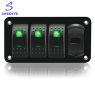 3 Gang Rocker Switch Panel Rocker Switch Panel 3 Gang Switch Panel with Voltmeter Dual Usb Car Truck