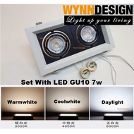 Wynn Design Eyeball Casing Set with GU10 Double Holder Designer Black and White Square Shape Lampu Effect-EB-2H/SQ-BK+WH