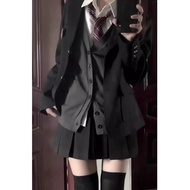 Jumper Skirt Uniform Suit - Women's Pleated Skirt College Style Autumn Outfit