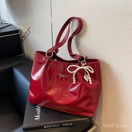 Large-Capacity Tote Bag Commuter Bag Niche Women New Style Shoulder Bag Hot-selling Design Red High-