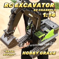 RC Excavator HUINA 1593 2.4Ghz 22 Channel Scale 1/14 Alloy Metal Remote Control Excavator