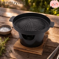 PONGUX Hibachi Grill, Wooden Trivet Burner Stove Mini BBQ Grill, Durable Removable Stand Smokeless D