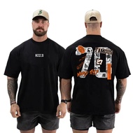 70 digit printed men's retro oversized T-shirt made of 100% pure cotton, high-quality streetwear wit