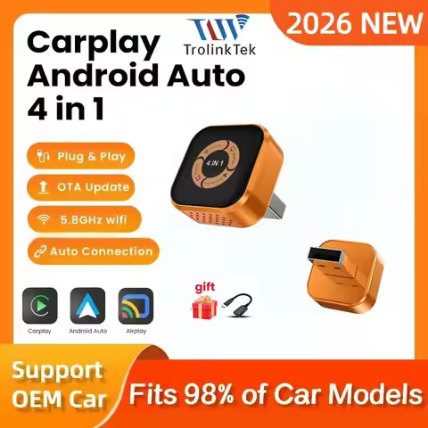 4in1 Wireless CarPlay Dongle Wireless Android Auto Adapter AI Smart Box Car Intelligent Systems For 