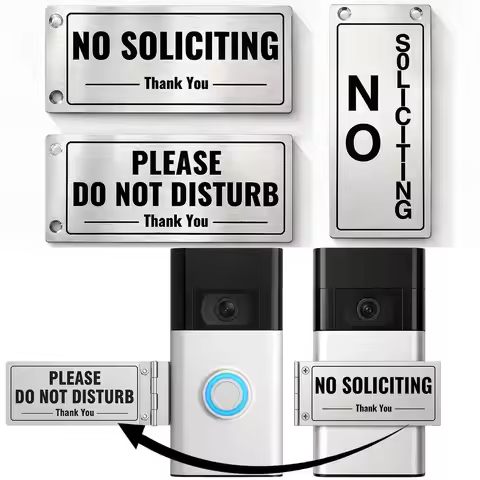 No Soliciting Doorbell Cover Sign, Please Do Not Disturb Video Doorbell Button Cover, Aluminum Anti-
