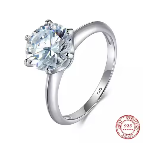 925 Sterling Silver Simple Engagement Wedding Rings for Women Fashion 1CT/2CT/ 3CT Cubic Zirconia Ri