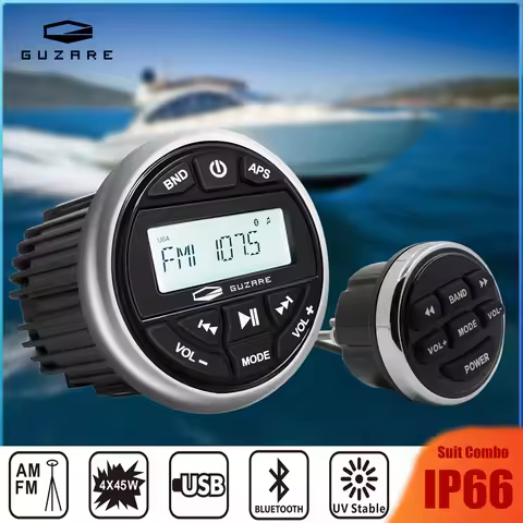 GUZARE Boat Radio Stereo Marine Waterproof Bluetooth FM ReceiverSuit Combo for Yamaha Wave Runner Je