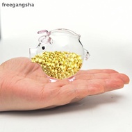 [FREG] Mini Pig Money Jar Golden Beans Box Clear Jar Transparent Piggy Bank Gold Glass Ornaments Gol
