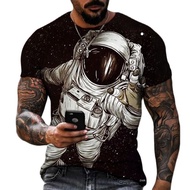 Summer T Shirt For Men 3D Printing Men’s Shirt Exclusive Design Space Universe Astronaut Loose Oversized Personality 6XL