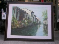 [ 丁銘畫廊 ]   江南  景色 水鄉澤國 風景 畫 - 純手工畫 - 油畫原作品 - 含裱框價格