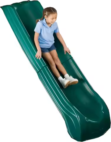 Green Plastic Slide for Kids, 84" x 21" x 7.5", Mounts to 4' Platform, Ages 2-10, Weight Capacity 25