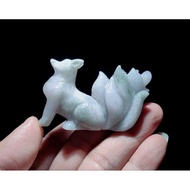 Myamar Jadeite 9 Tails Fox Decoration 缅甸A货翡翠，九尾狐