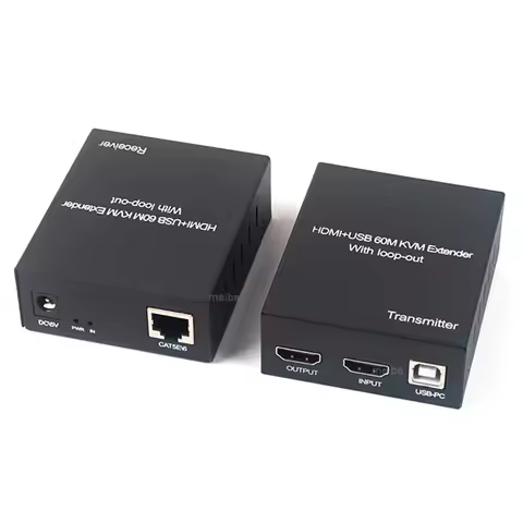 1080P HDMI KVM Extender via Rj45 Cat5e/6 Cable 60M HDMI USB KVM Video Ethernet Extender Support Mous