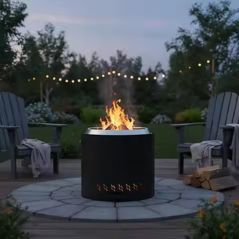 Smokeless Fire Pit Stove Bonfire, H: 15.4 in x Dia: 15.7 in ,Wood Burning Fireplaces with Removable