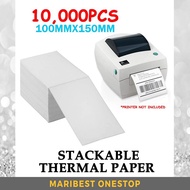 Stackable A6 100mmx150mmx10000PCS/Carton Thermal Sticker Paper with Tear Line Shipping Label