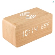 Digital Alarm Clock with Wireless Charger LED Desk Alarm Clock Temperature Display