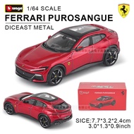 Bburago 1:64 Ferrari Purosangue Diecast Alloy Car Model Realistic Ferrari FUV Collectible Ornament G