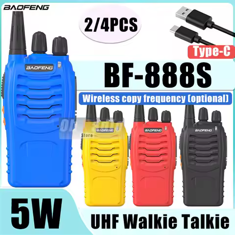 Baofeng BF-888S Walkie Talkie Type-C Charge UHF 5KM Long Range BF-8888 Pro 16CH Blue Yellow Mini Ham
